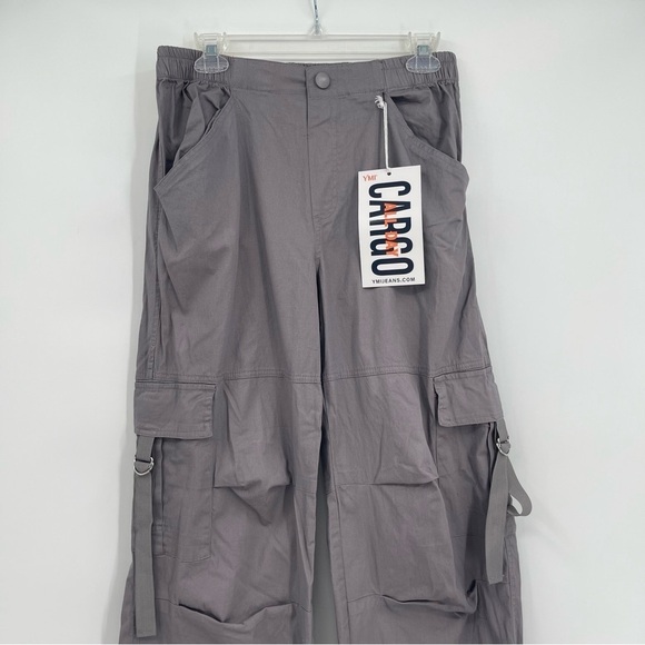 YMI Women’s MID RISE ALL DAY CARGO PANTS Gray COTTON NWT size S Drawstring hem - Picture 4 of 10